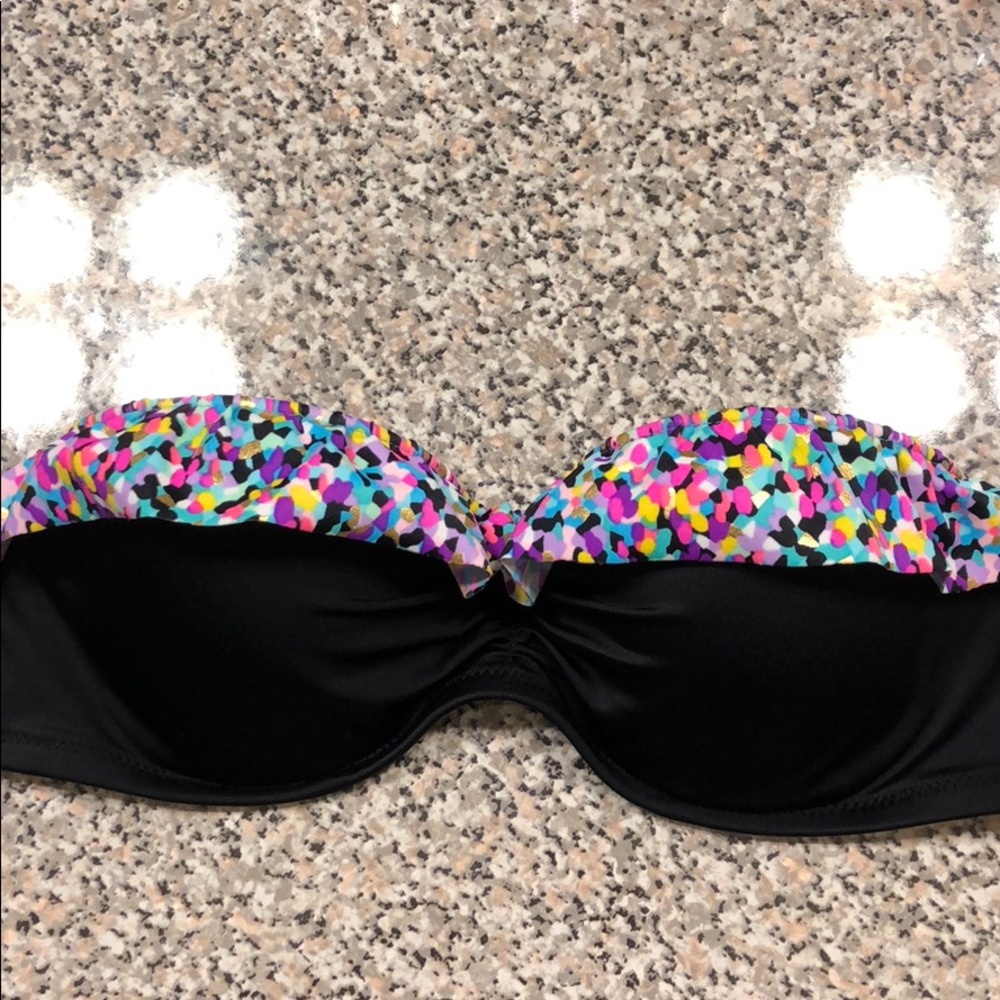 VS Swimsuit Confetti and ruffle strapless top